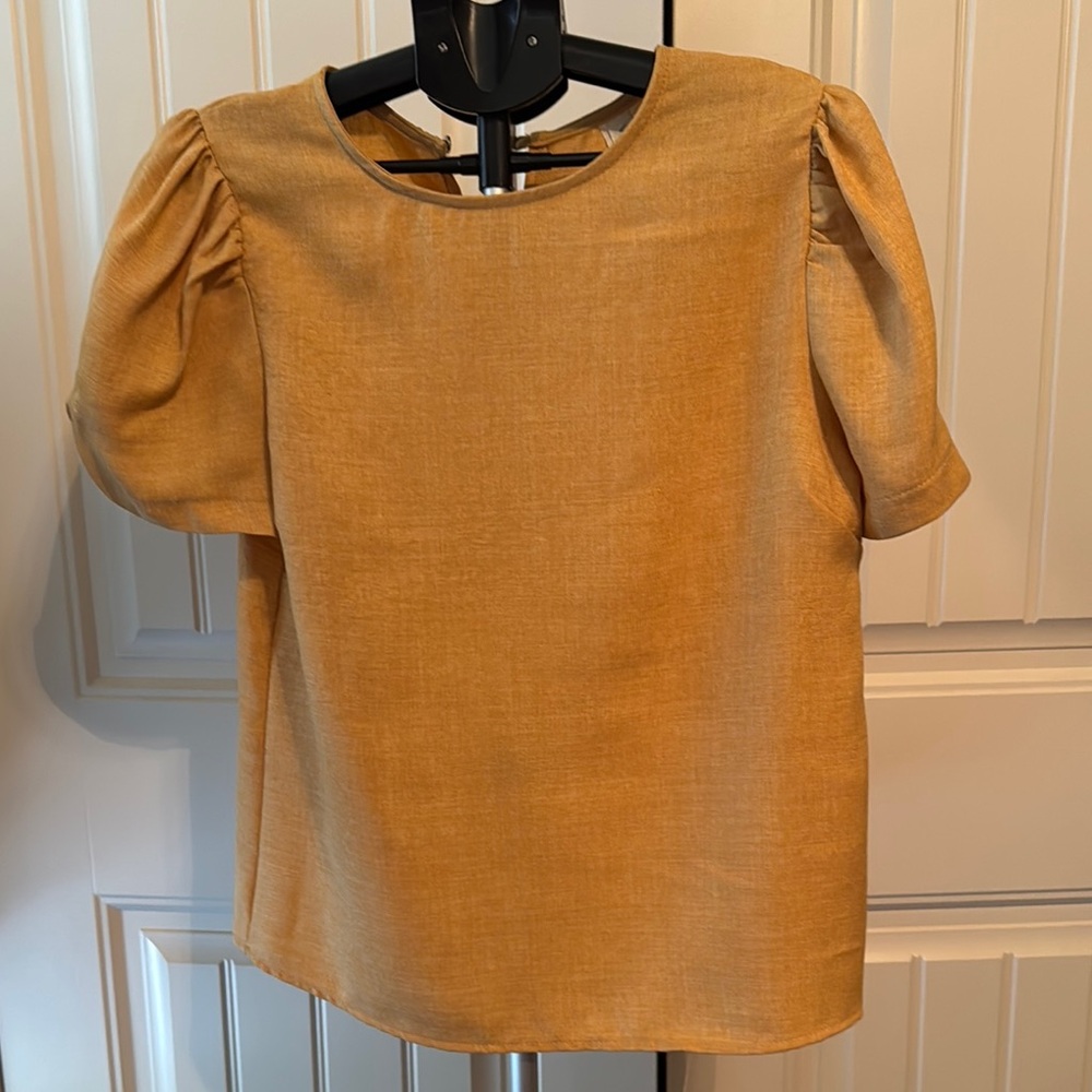 Elegant Mustard Puff Sleeve Top